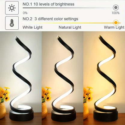 1pc Classic Spiral Decorative Table Lamp For Office Bedroom Bedside Night Light