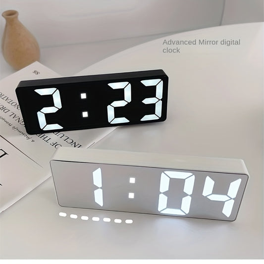 1pc Latest Digital Clock, LED Alarm Clock For Bedroom, Electronic Desktop Clock With Temperature Display, Adjustable Brightness, 12/24 Hours, Hour Clock For Bedroom (No Battery And Adapter)